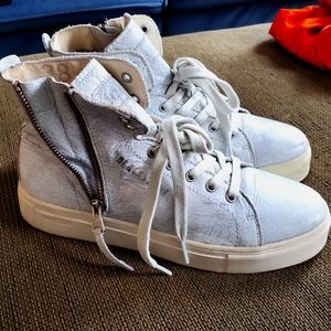 Blackstone high top white sneakers worn once